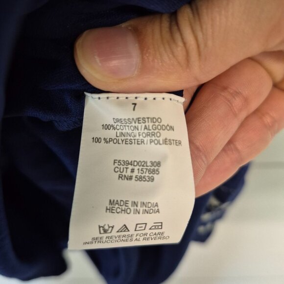 Speechless Kids Navy Dress Size 7 Short Puff Sleeves Elastic Waist - Picture 7 of 7